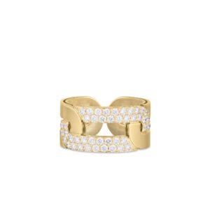 18K Yellow Gold Navarra Diamond Link Wide Ring