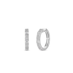 18K White Gold Obelisco Mixed Cut Pavé Diamond Hoop Earrings