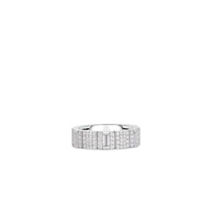 18K White Gold Obelisco Mixed Cut Pavé Diamond Ring
