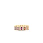 18K Yellow Gold Obelisco Pavé Diamond And Mixed Sapphires Ring