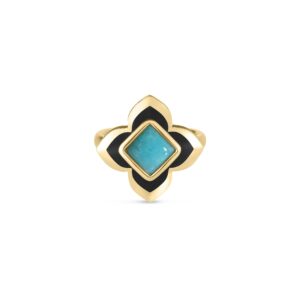 18K Yellow Gold Palazzo Ducale Carnival Amazonite And Enamel Flower Ring