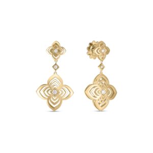 18K Yellow Gold Palazzo Ducale Carnival Diamond Flower Dangle Earrings