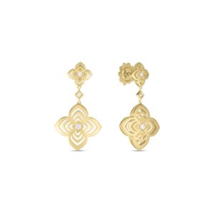18K Yellow Gold Palazzo Ducale Carnival Diamond Flower Dangle Earrings