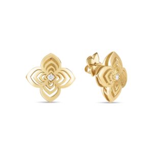 18K Yellow Gold Palazzo Ducale Carnival Diamond Flower Stud Earrings