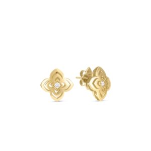 18K Yellow Gold Palazzo Ducale Carnival Diamond Flower Stud Earrings