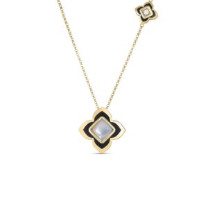 18K Yellow Gold Palazzo Ducale Carnival Diamond, Enamel, And Mother Of Pearl Flower Necklace