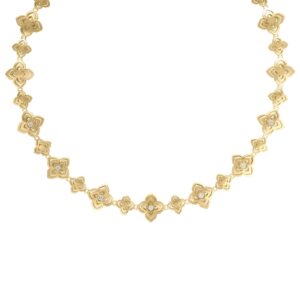 18K Yellow Gold Palazzo Ducale Carnival Diamond Flower Collar Necklace