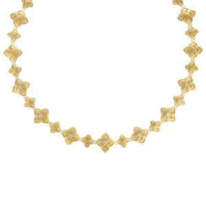 18K Yellow Gold Palazzo Ducale Carnival Diamond Flower Collar Necklace