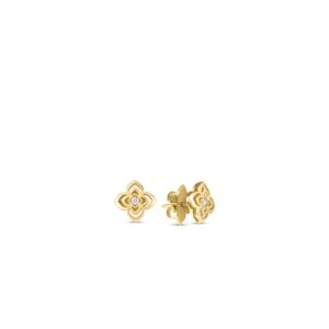 18K Yellow Gold Palazzo Ducale Carnival Diamond Flower Stud Earrings