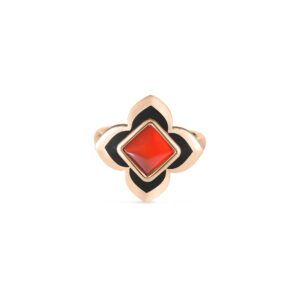 18K Rose Gold Palazzo Ducale Carnival Enamel And Red Agate Flower Ring