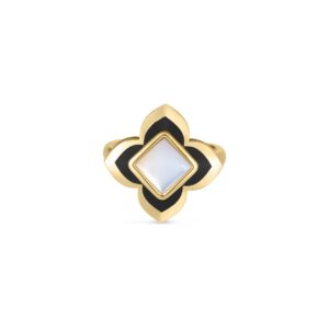 18K Yellow Gold Palazzo Ducale Carnival Enamel And Mother Of Pearl Flower Ring