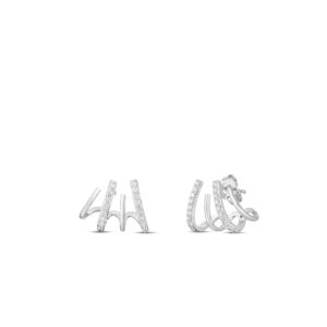 18K White Gold Classic Diamond Climber Earrings