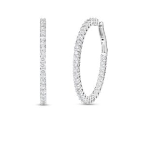 18K White Gold The Perfect Diamond Hoop® Large Inside Outside Lever Back Earrings