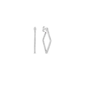 18K White Gold Classic Diamond Small Square Hoop Earrings