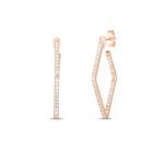 18K Rose Gold Classic Diamond Small Square Hoop Earrings