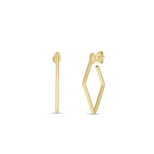 18K Yellow Gold Designer Gold Small Square Hoop Earrings