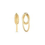 18K Yellow Gold Designer Gold Double Hoop Earrings