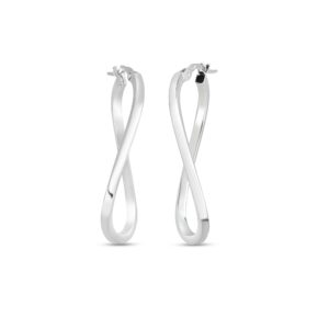 18K White Gold Designer Gold Twist Hoop Earrings