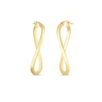 18K Yellow Gold Designer Gold Twist Hoop Earrings