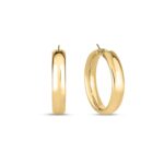 18K Yellow Gold Designer Gold Wide Hoop Earrings