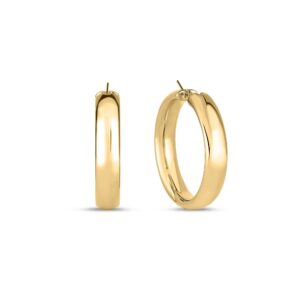 18K Yellow Gold Designer Gold Wide Hoop Earrings