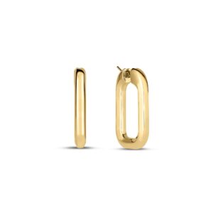 18K Yellow Gold Designer Gold Medium Square Hoop Earrings