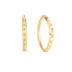 18K Yellow Gold Designer Gold Pyramid Hoop Earrings