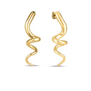 18K Yellow Gold Designer Gold Spiral Earrings