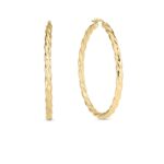 18K Yellow Gold Designer Gold Medium Twisted Hoop Earrings