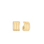 18K Yellow Gold Designer Gold Wide Ridged Earrings