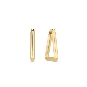 18K Yellow Gold Designer Gold Triangle Hoop Earrings