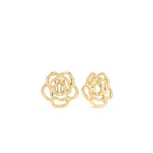 18K Yellow Gold Designer Gold Large Melted Rose Earrings