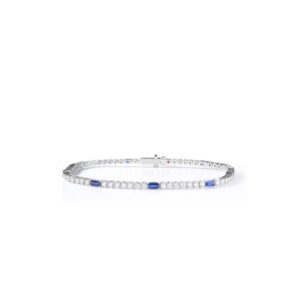 18K White Gold Diamond Princess Mixed Cut Bracelet