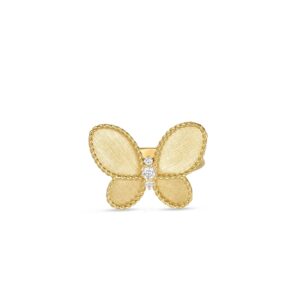 18K Yellow Gold Jasmine Diamond And Satin Finish Butterfly Ring