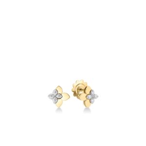 18K Yellow Gold Love In Verona Diamond Flower Earrings