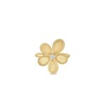18K Yellow Gold Jasmine Diamond And Satin Finish Flower Ring
