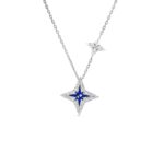 18K White Gold Stardust Pavé Diamond And Blue Ceramic Star Necklace