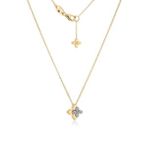 18K Yellow Gold Love In Verona Diamond Flower Necklace