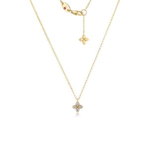 18K Yellow Gold Love In Verona Small Diamond Flower Necklace