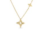 18K Yellow Gold Stardust Open Frame Diamond Star Necklace