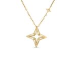 18K Yellow Gold Stardust Open Frame Diamond Star Necklace