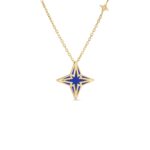 18K Yellow Gold Stardust Large Diamond And Blue Ceramic Star Necklace