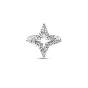 18K White Gold Stardust Pavé Diamond Star Ring