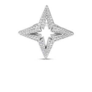 18K White Gold Stardust Pavé Diamond Star Ring