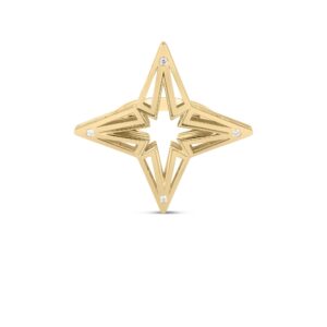 18K Yellow Gold Stardust Open Frame Diamond Star Ring