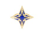 18K Yellow Gold Stardust Diamond And Blue Ceramic Star Ring