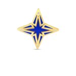 18K Yellow Gold Stardust Diamond And Blue Ceramic Star Ring