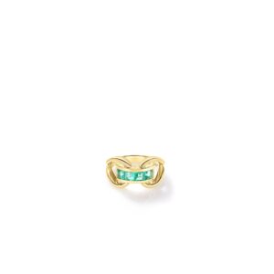 18K Emerald Designer Gold Princess Cut Ring