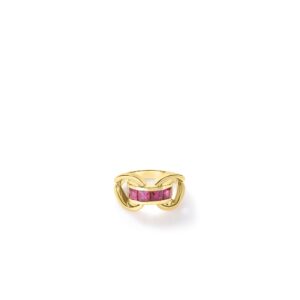 18K Ruby Designer Gold Princess Cut Ring