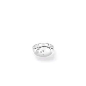 18K White Gold Designer Gold Large Diamond Signet Ring